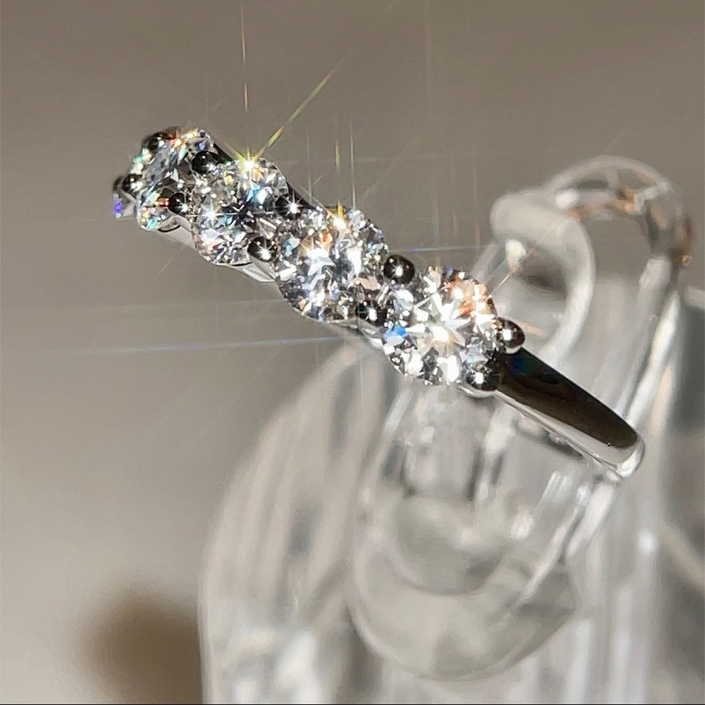 1.25tcw 925/Rhodium 5 Stone Anniversary Ring - Picture 5 of 15